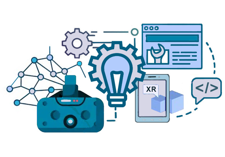 Illustration connected technology icons