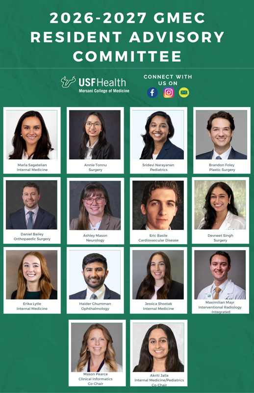 collage of headshots of the elected resident advisory committee members for 2025-2026