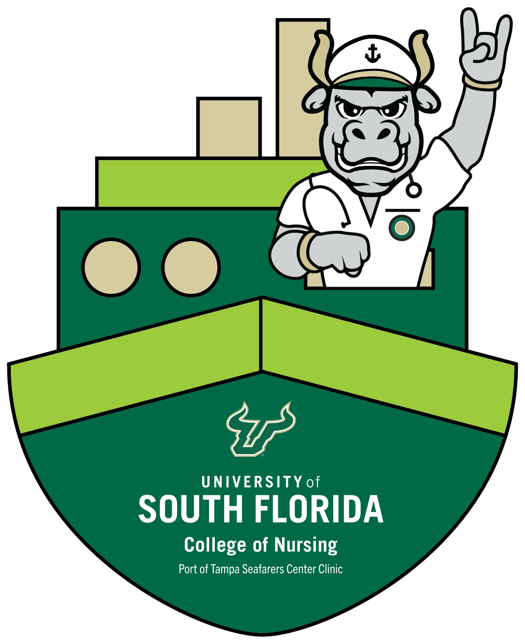 USF CON Port of Tampa Seafarers Center Clinic Rocky Sticker