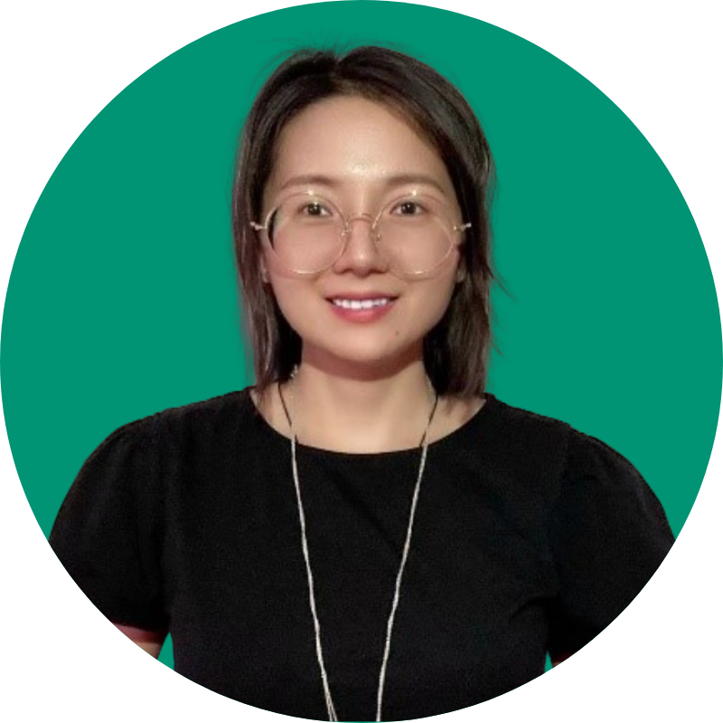 Headshot of Yuanyuan Lu in front of a green backdrop